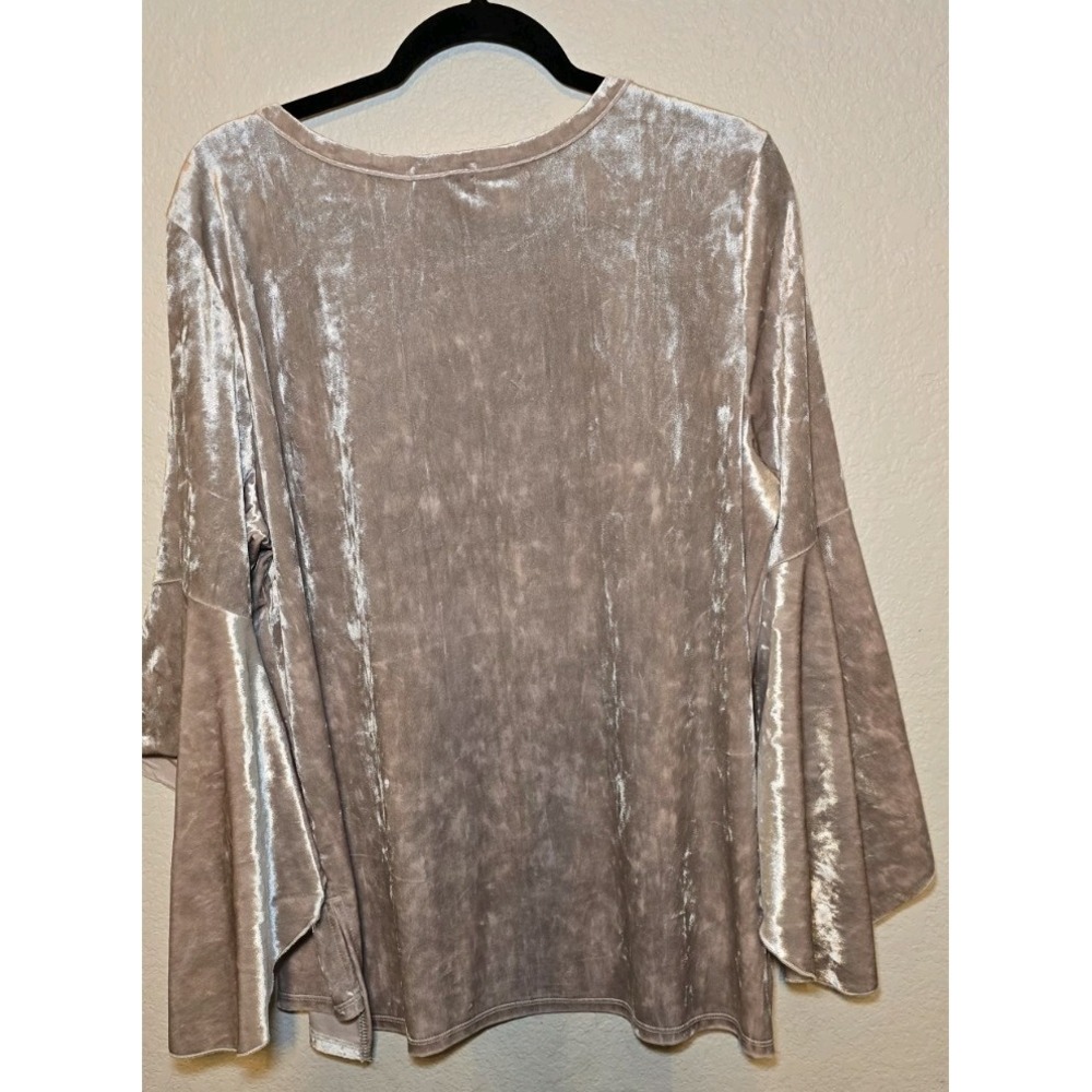 Boutique+ Crushed Velvet Top Tunic Womens Sz 1X Beige Brown Fairy Grunge Whimsy